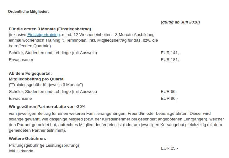 Info Mitgliedsbeiträge